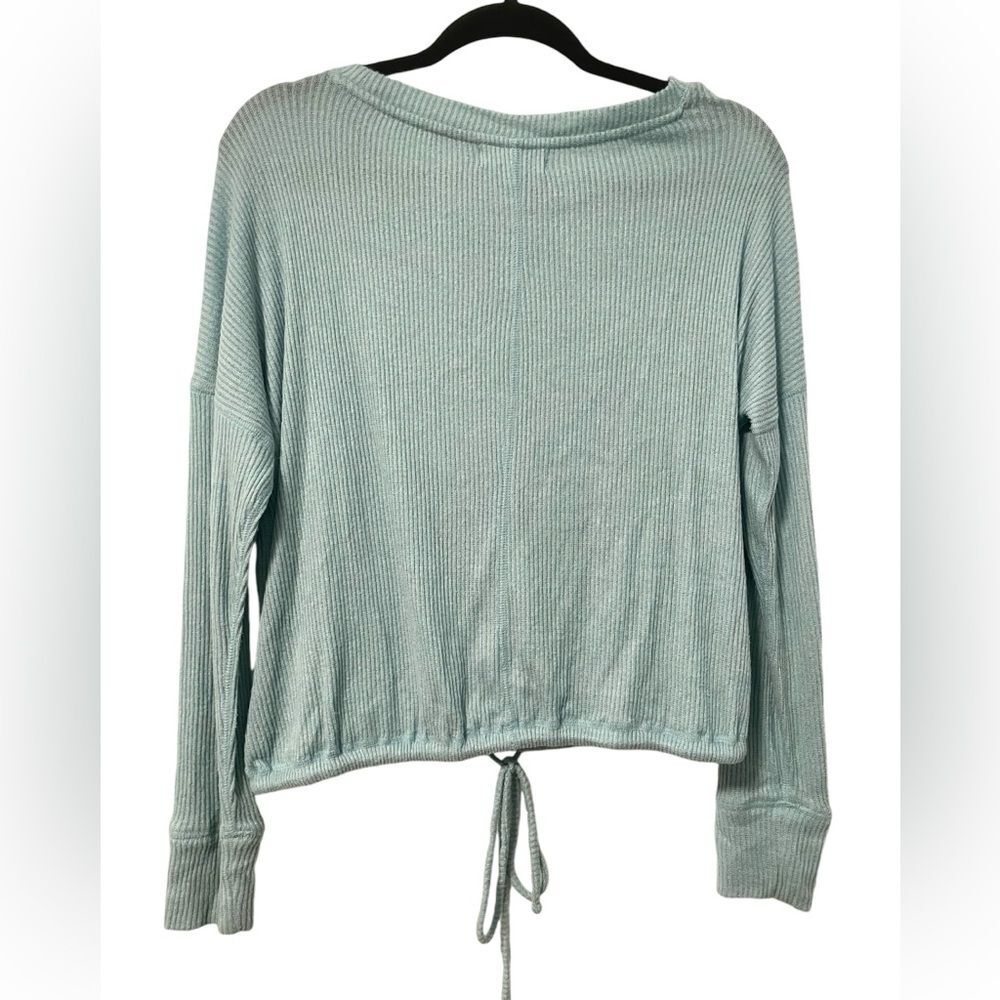Pink Rose Drawstring-Hem Knit Top Sweater Light Teal Blue Size Medium - Picture 4 of 7